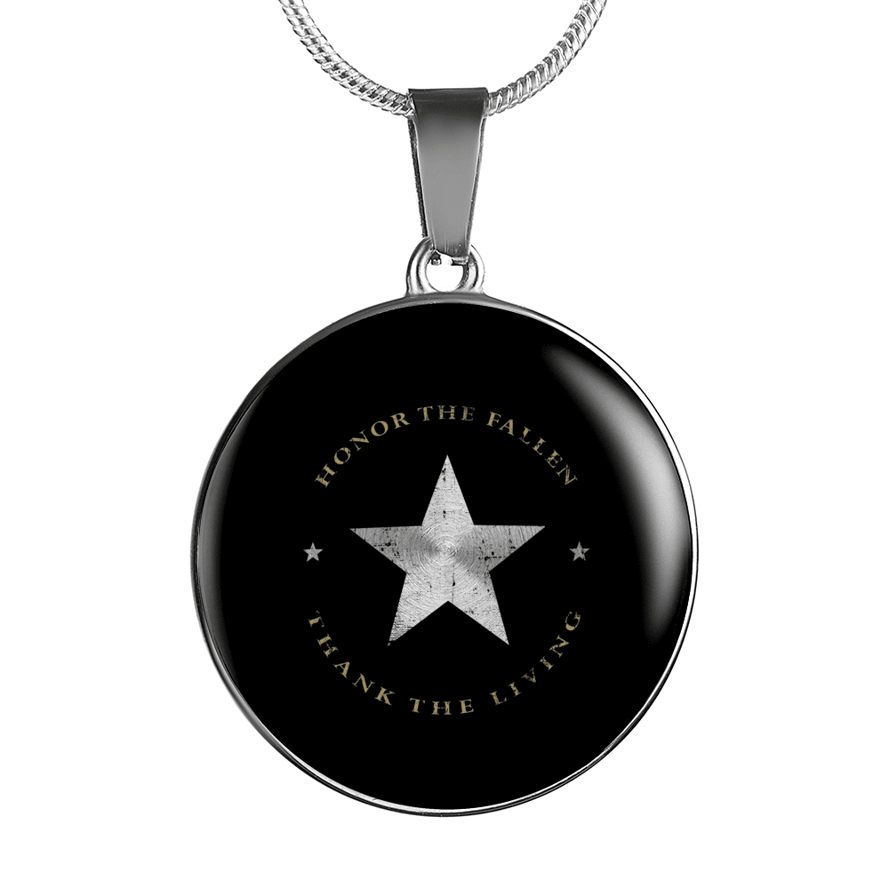 Designs by MyUtopia Shout Out:Honor The Fallen Thank The Living Star Personalized Engravable Keepsake Necklace,Silver / No,Necklace