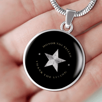 Load image into Gallery viewer, Designs by MyUtopia Shout Out:Honor The Fallen Thank The Living Star Personalized Engravable Keepsake Necklace
