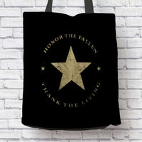 Load image into Gallery viewer, Designs by MyUtopia Shout Out:Honor The Fallen Thank The Living Star Reusable Fabric Shopping Totebag
