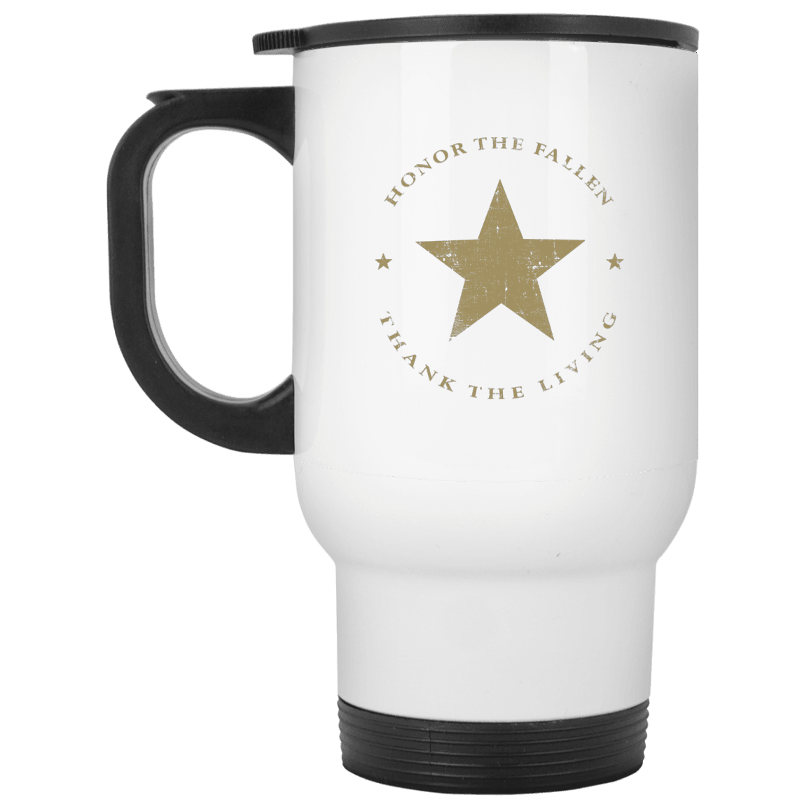 Designs by MyUtopia Shout Out:Honor The Fallen Thank The Living Star Travel Mug,White / One Size,Travel Mug