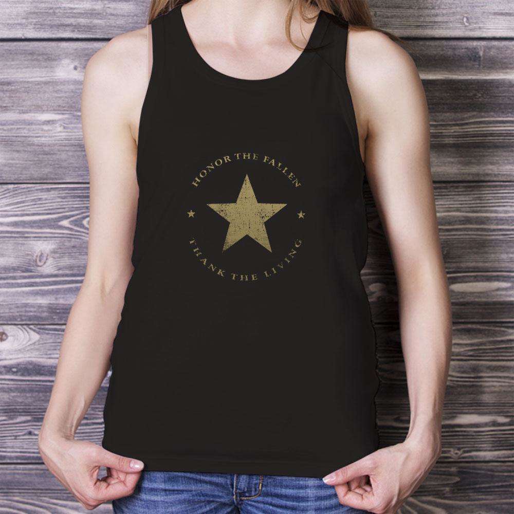 Designs by MyUtopia Shout Out:Honor The Fallen Thank The Living Star Unisex Tank