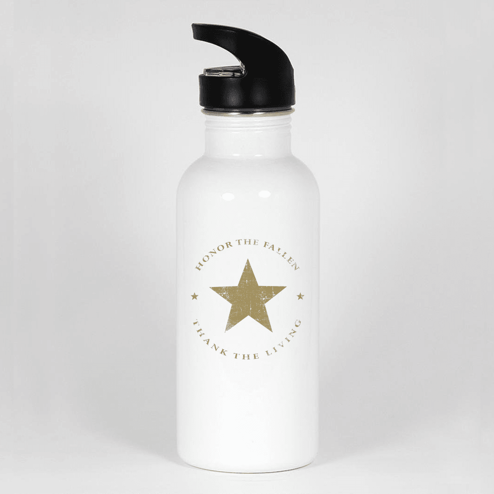 Designs by MyUtopia Shout Out:Honor The Fallen Thank The Living Star Water Bottles,White,Water Bottles