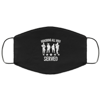 Load image into Gallery viewer, Designs by MyUtopia Shout Out:Honoring All Who Served Adult Fabric Face Mask with Elastic Ear Loops,3 Layer Fabric Face Mask / Black / Adult,Fabric Face Mask
