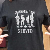 Load image into Gallery viewer, Designs by MyUtopia Shout Out:Honoring All Who Served Adult Unisex T-Shirt
