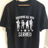 Load image into Gallery viewer, Designs by MyUtopia Shout Out:Honoring All Who Served Adult Unisex T-Shirt,S / Black,Adult Unisex T-Shirt
