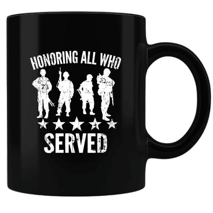 Designs by MyUtopia Shout Out:Honoring All Who Served Black Ceramic Coffee Mug,Black,Ceramic Coffee Mug