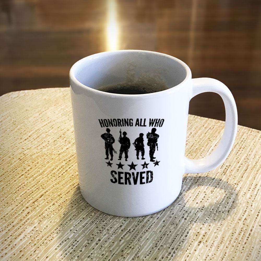 Designs by MyUtopia Shout Out:Honoring All Who Served Ceramic Coffee Mugs - White