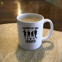 Load image into Gallery viewer, Designs by MyUtopia Shout Out:Honoring All Who Served Ceramic Coffee Mugs - White
