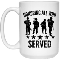 Load image into Gallery viewer, Designs by MyUtopia Shout Out:Honoring All Who Served Ceramic Coffee Mugs - White,15 oz / White,Ceramic Coffee Mug

