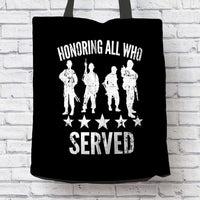 Load image into Gallery viewer, Designs by MyUtopia Shout Out:Honoring All Who Served Fabric Totebag Reusable Shopping Tote
