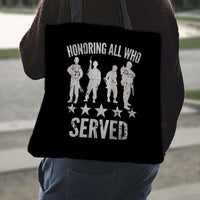 Load image into Gallery viewer, Designs by MyUtopia Shout Out:Honoring All Who Served Fabric Totebag Reusable Shopping Tote
