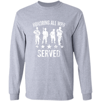 Load image into Gallery viewer, Designs by MyUtopia Shout Out:Honoring All Who Served Long Sleeve Ultra Cotton T-Shirt,Sport Grey / S,Long Sleeve T-Shirts
