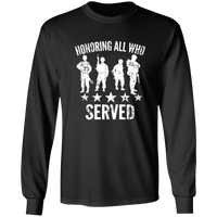 Load image into Gallery viewer, Designs by MyUtopia Shout Out:Honoring All Who Served Long Sleeve Ultra Cotton T-Shirt,Black / S,Long Sleeve T-Shirts
