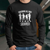 Load image into Gallery viewer, Designs by MyUtopia Shout Out:Honoring All Who Served Long Sleeve Ultra Cotton T-Shirt
