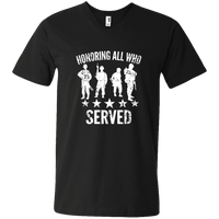Load image into Gallery viewer, Designs by MyUtopia Shout Out:Honoring All Who Served Men&#39;s Printed V-Neck T-Shirt,S / Black,Adult Unisex Vneck Tee
