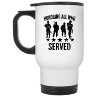 Load image into Gallery viewer, Designs by MyUtopia Shout Out:Honoring All Who Served Travel Mug,White / One Size,Travel Mug
