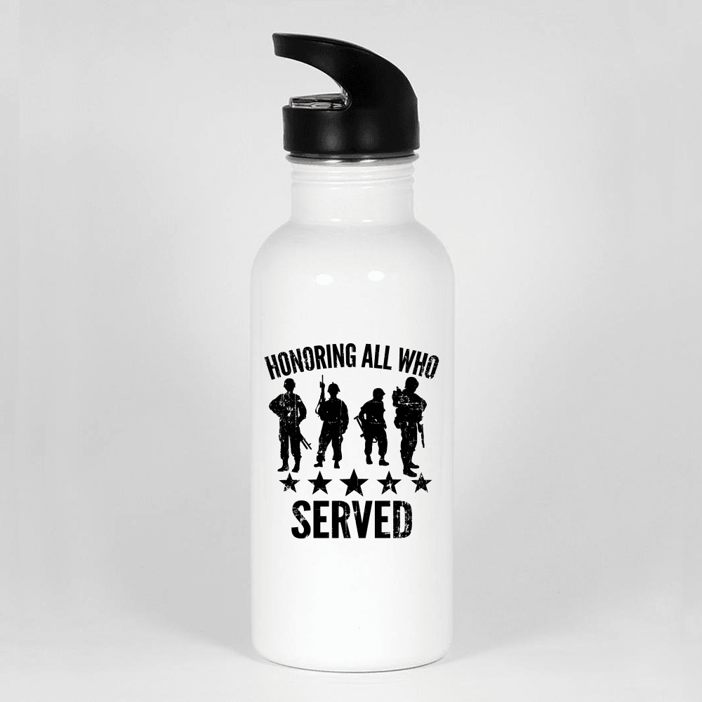 Designs by MyUtopia Shout Out:Honoring All Who Served Water Bottle,White,Water Bottle