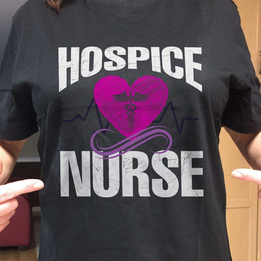 Designs by MyUtopia Shout Out:Hospice Nurse Adult Unisex Black T-Shirt