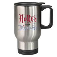 Load image into Gallery viewer, Designs by MyUtopia Shout Out:Hotter Than A Firecracker 14 oz Stainless Steel Travel Coffee Mug w. Twist Close Lid,Stainless / 14 oz,Travel Mug
