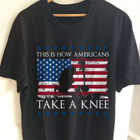 Load image into Gallery viewer, Designs by MyUtopia Shout Out:How Americans Take A Knee Adult Unisex Cotton Short Sleeve T-Shirt,S / Black,Adult Unisex T-Shirt
