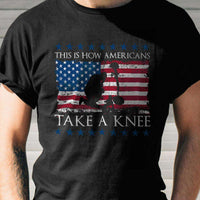 Load image into Gallery viewer, Designs by MyUtopia Shout Out:How Americans Take A Knee Adult Unisex Cotton Short Sleeve T-Shirt
