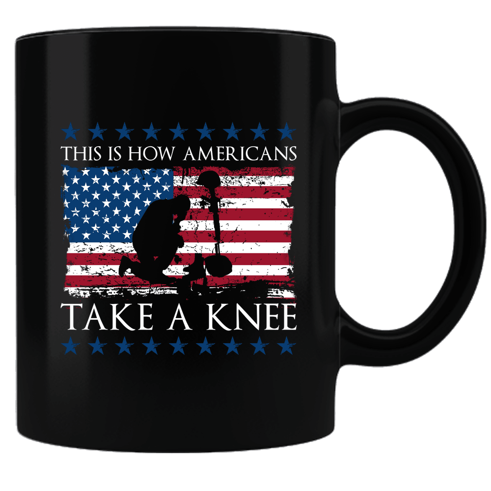 Designs by MyUtopia Shout Out:How Americans Take A Knee Black Ceramic Coffee Mug,Black,Ceramic Coffee Mug