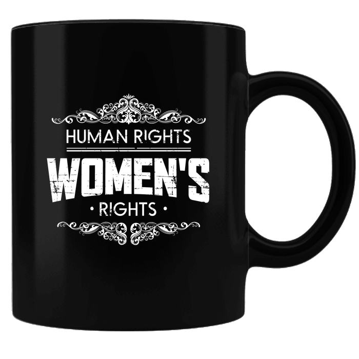 Designs by MyUtopia Shout Out:Human Rights Women's Rights Black ceramic Coffee Mug,Black,Ceramic Coffee Mug