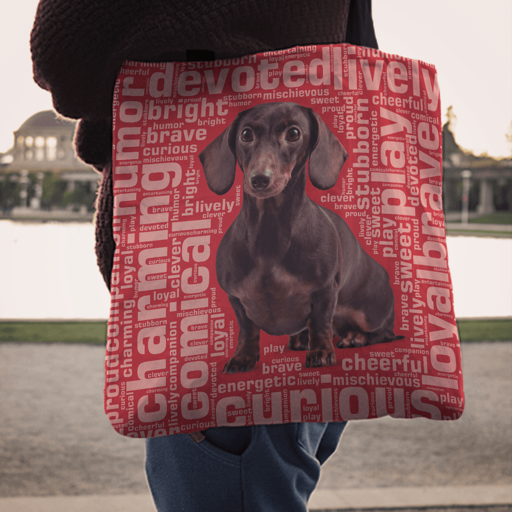 Designs by MyUtopia Shout Out:Humourous Dachshund Fabric Totebag Reusable Shopping Tote