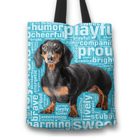 Load image into Gallery viewer, Designs by MyUtopia Shout Out:Humourous Dachshund Fabric Totebag Reusable Shopping Tote,Blue,Reusable Fabric Shopping Tote Bag
