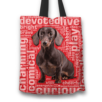 Load image into Gallery viewer, Designs by MyUtopia Shout Out:Humourous Dachshund Fabric Totebag Reusable Shopping Tote,Red,Reusable Fabric Shopping Tote Bag
