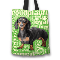 Load image into Gallery viewer, Designs by MyUtopia Shout Out:Humourous Dachshund Fabric Totebag Reusable Shopping Tote,Green,Reusable Fabric Shopping Tote Bag
