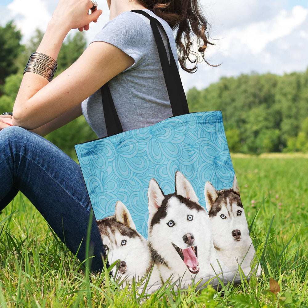 Designs by MyUtopia Shout Out:Huskies Fabric Totebag Reusable Shopping Tote - Just Pay Shipping