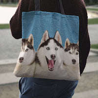 Load image into Gallery viewer, Designs by MyUtopia Shout Out:Huskies Fabric Totebag Reusable Shopping Tote - Just Pay Shipping
