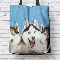Load image into Gallery viewer, Designs by MyUtopia Shout Out:Huskies Fabric Totebag Reusable Shopping Tote
