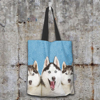 Load image into Gallery viewer, Designs by MyUtopia Shout Out:Huskies Fabric Totebag Reusable Shopping Tote
