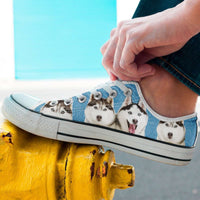Load image into Gallery viewer, Designs by MyUtopia Shout Out:Huskies Low Cuts,Men&#39;s / Men&#39;s US8 (EU40) / Blue/White,Lowtop Shoes
