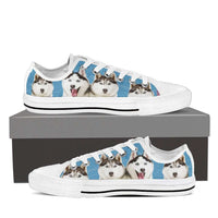 Load image into Gallery viewer, Designs by MyUtopia Shout Out:Huskies Low Top Canvas Sneakers,Women&#39;s / Ladies US6 (EU36) / Light Blue,Lowtop Shoes
