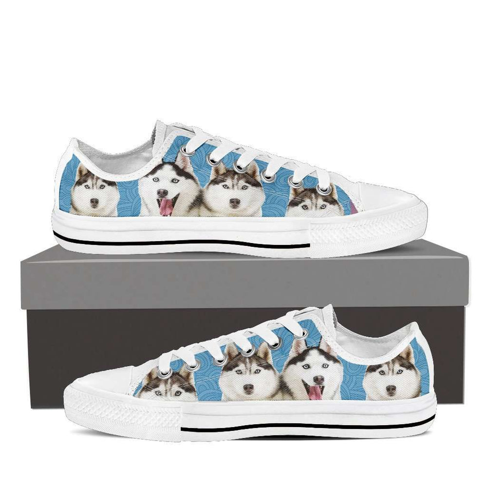 Designs by MyUtopia Shout Out:Huskies Low Top Canvas Sneakers,Women's / Ladies US6 (EU36) / Light Blue,Lowtop Shoes