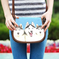 Load image into Gallery viewer, Designs by MyUtopia Shout Out:Husky Puppies Canvas Saddlebag Style Crossbody Purse
