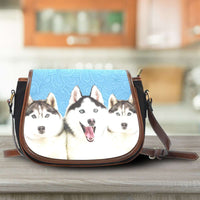Load image into Gallery viewer, Designs by MyUtopia Shout Out:Husky Puppies Canvas Saddlebag Style Crossbody Purse
