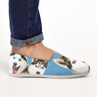 Load image into Gallery viewer, Designs by MyUtopia Shout Out:Husky Puppies Casual Canvas Slip on Shoes Women&#39;s Flats
