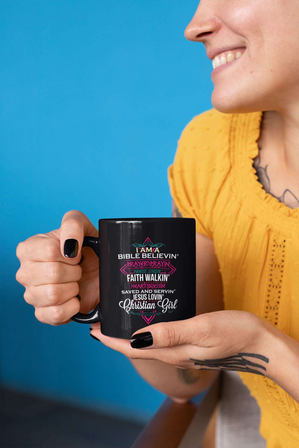 Designs by MyUtopia Shout Out:I Am A Christian Girl Ceramic Coffee Mug - Black