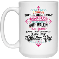 Load image into Gallery viewer, Designs by MyUtopia Shout Out:I Am A Christian Girl Ceramic Coffee Mug - White,15 oz / White,Ceramic Coffee Mug

