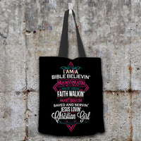 Load image into Gallery viewer, Designs by MyUtopia Shout Out:I Am A Christian Girl Fabric Totebag Reusable Shopping Tote
