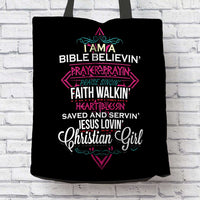 Load image into Gallery viewer, Designs by MyUtopia Shout Out:I Am A Christian Girl Fabric Totebag Reusable Shopping Tote
