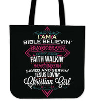 Load image into Gallery viewer, Designs by MyUtopia Shout Out:I Am A Christian Girl Fabric Totebag Reusable Shopping Tote
