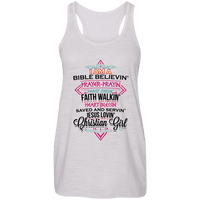Load image into Gallery viewer, Designs by MyUtopia Shout Out:I Am A Christian Girl Ladies Flowy Racer-back Tank Top,Vintage White / X-Small,Tank Tops
