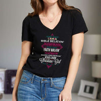 Load image into Gallery viewer, Designs by MyUtopia Shout Out:I Am A Christian Girl Ladies&#39; V-Neck T-Shirt
