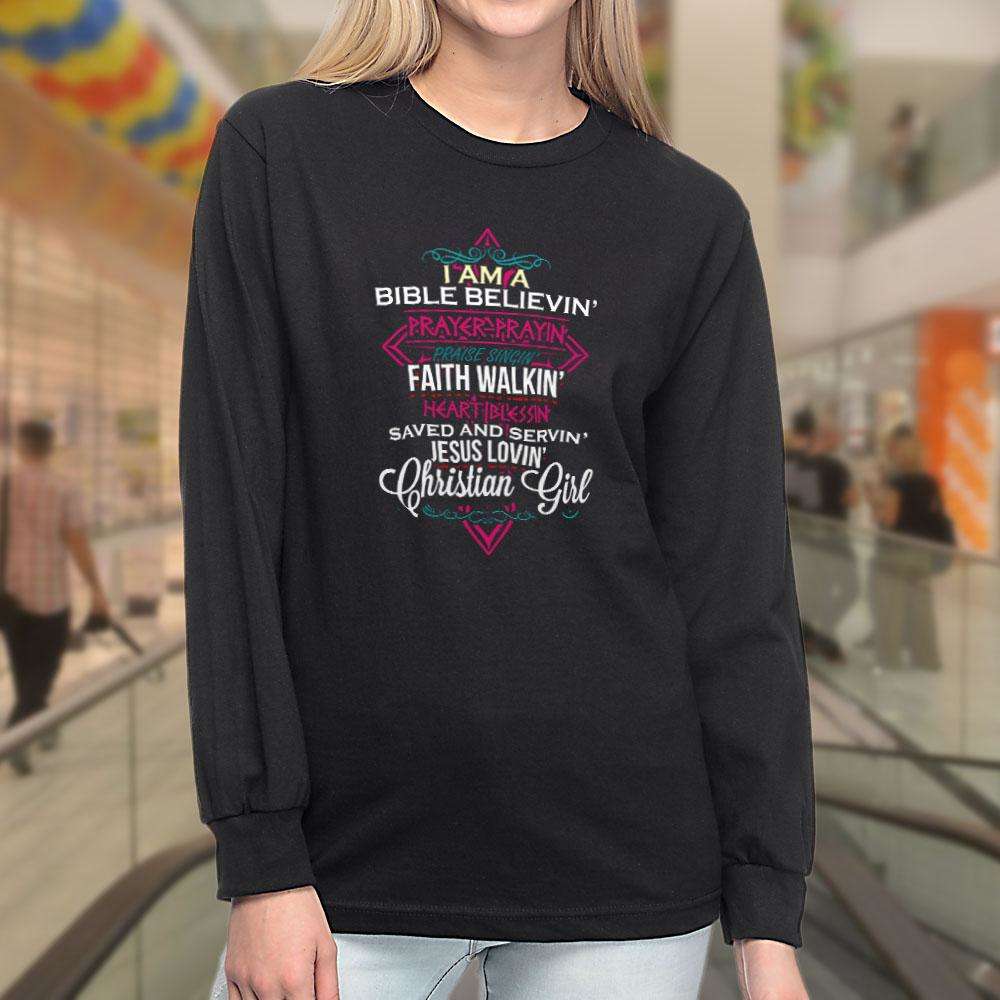 Designs by MyUtopia Shout Out:I Am A Christian Girl Long Sleeve Ultra Cotton Unisex T-Shirt,Black / S,Long Sleeve T-Shirts