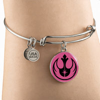 Load image into Gallery viewer, Designs by MyUtopia Shout Out:I am a Rebel Jedi Charm and Wire Bracelet
